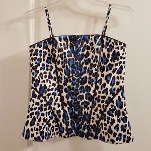 White House Black Market Blue Leopard Bustier